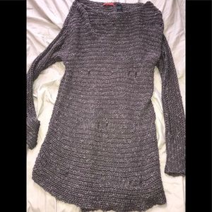 Oversized distressed sweater dress. BKE Red